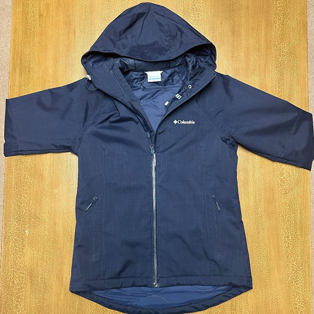 Columbia Blue Jacket Hoodie Omni-Tech - Quilted Inside - Size Medium